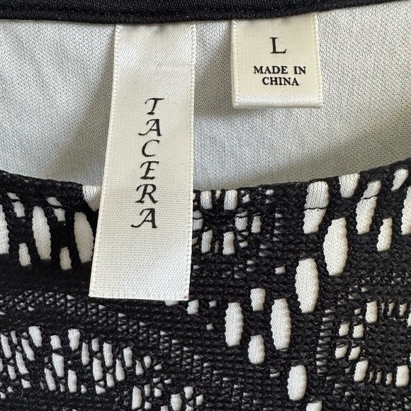 ❤️ Tacera Elegant Black and White Patterned Mini Dress Size Large - Picture 3 of 6